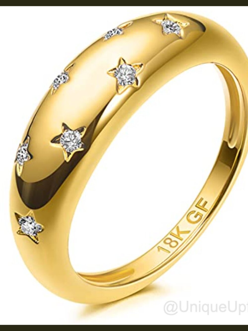 Chunky Stackable Rings Women Cubic Zirconia 14k Gold Plated